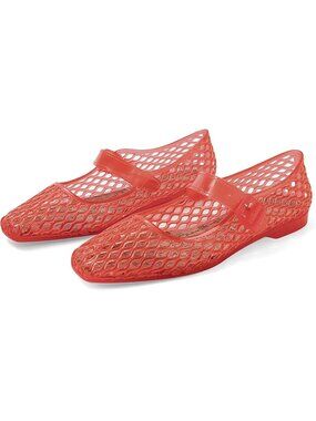 Women's Red Comfortable Mary Jane Ballerina Beach Jellies Ballet Flat Shoes